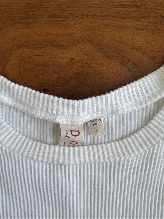 ANTHROPOLOGIE DOLAN SHEER PUFF SLEEVE BLOUSE RIB SWEATER TOP WHITE Size Large - Picture 8 of 10